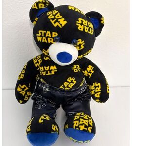 Build-A-Bear Star Wars Black Plush Teddy Bear Yellow Logo Print with Shorts